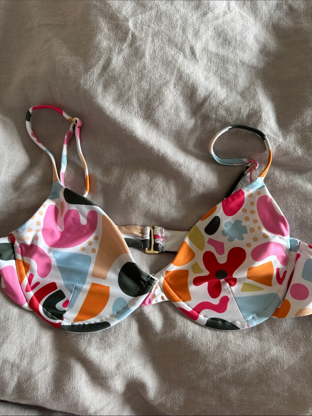 Colorful Abstract Print Underwire Bikini Top